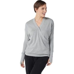 Zuda Women's Top Size Small Knit Surplice Layering Gray drop shoulder NWOT cozy